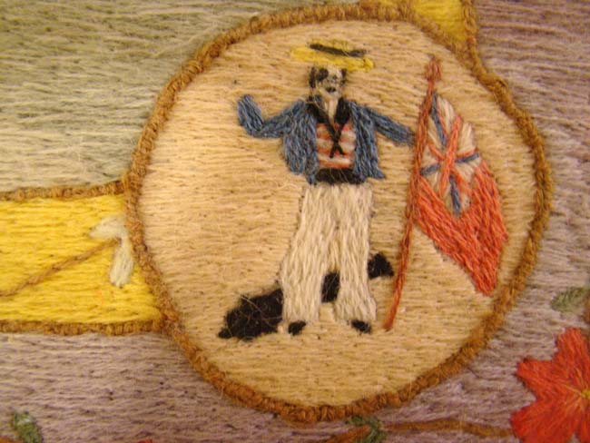 A Charming 19th century Sailor made Woolwork of a British Man of War circa 1870 — image 5
